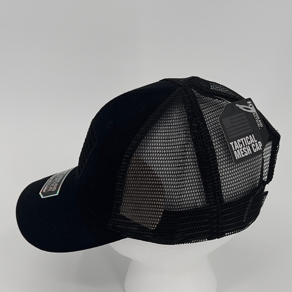 NWT Highland Tactical USA American Flag Black Trucker Mesh Adjustable Cap Hat - Picture 4 of 8